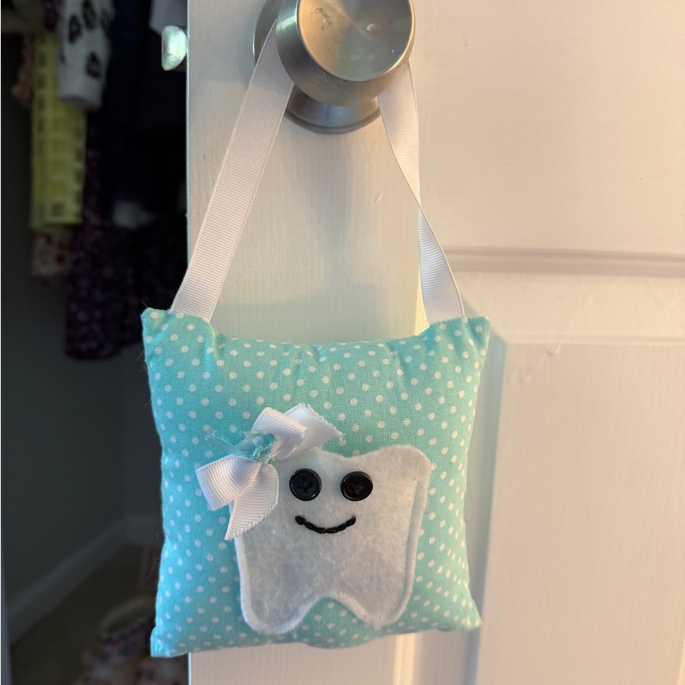 Darling Little Polka Dot Tooth Fairy Pillow with Bow